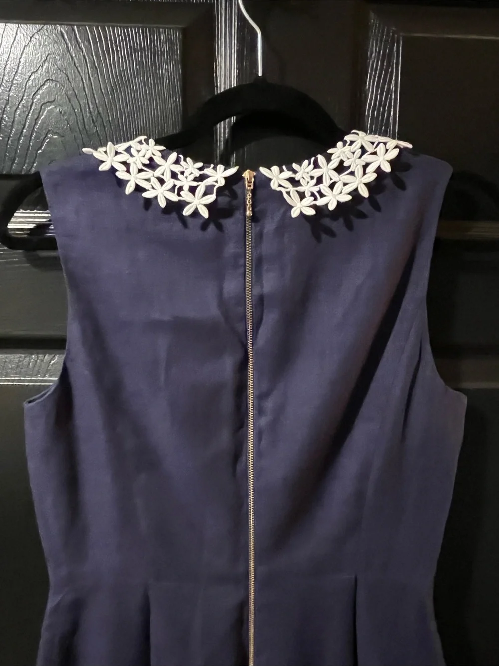kate spade “Tiff” Linen Blend  Sleeveless Sheath Dress with White Lace Collar